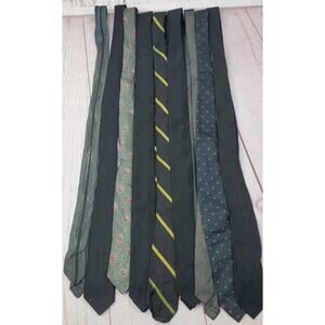 Lot Of 9 Vtg Necktie Lot Swing Deco Ties Group Black Silver Polka-dot Skinny